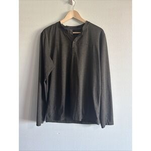 PrAna Zylo Henley Shirt Mens L Green Heather Performance Long Sleeve Hike